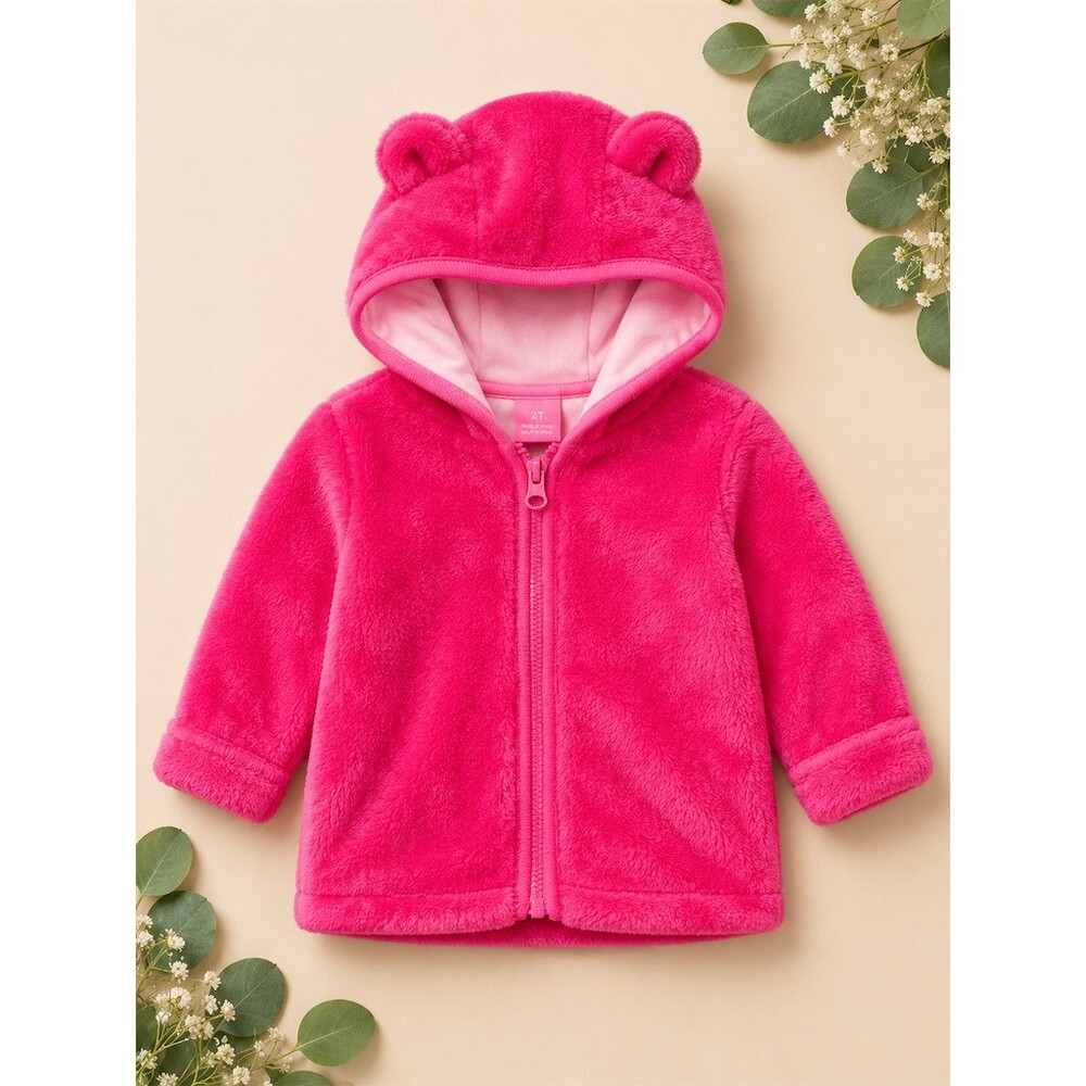 The Children’s Place Baby Girl Hoodie Jacket Pink Bear Ears Size 3-6M